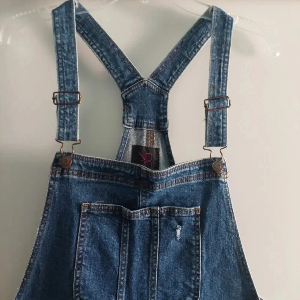 No Boundaries XL Shortalls euc Cuffed Medium wash elastic waistband 15-17